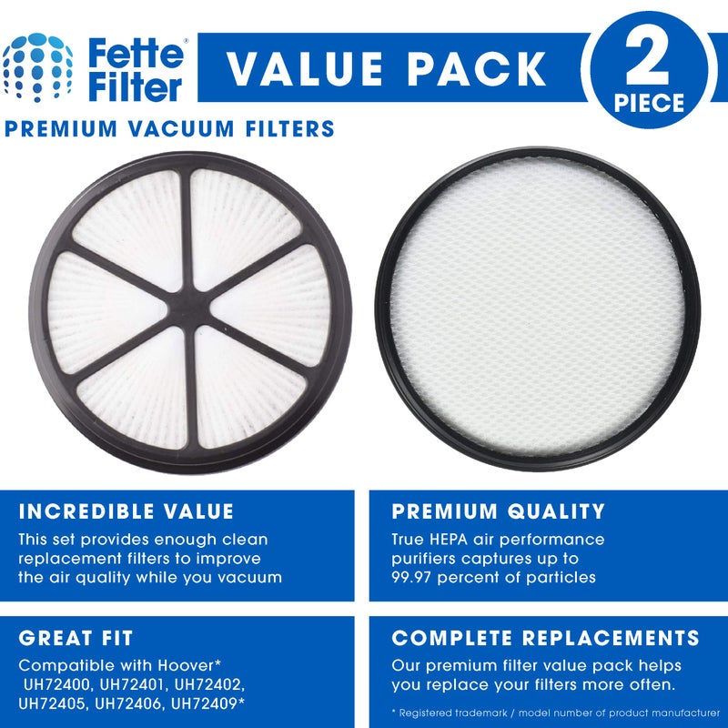 Fette Filter - Vacuum Filter Set Compatible with Hoover UH72400, UH72401, UH72402, UH72405, UH72406, UH72409, Replaces Part #440003905 & 303903001 - Image 2